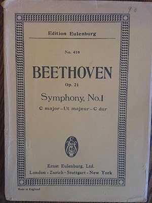 Immagine del venditore per Edition Eulenburg No. 418 - BEETHOVEN Symphony No. 1 Op. 21 C Major - Ut Majeur - C Dur venduto da Epilonian Books