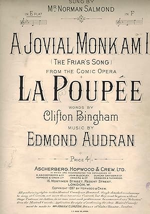A Jovial Monk am I - the Friar's Song from La Poupee as Sung By Norman Salmond - Vintage Piano Sh...