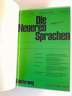Die Neueren Sprachen. - 91. Bd. / 1992. - Zeitschrift für Forschung, Unterricht u. Kontaktstudium...