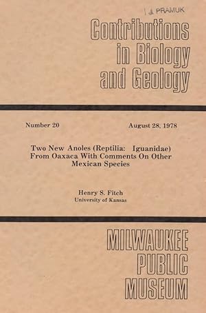 Immagine del venditore per Two New Anoles (Reptilia: Iguanidae) from Oaxaca with Comments on Other Mexican Species venduto da Frank's Duplicate Books