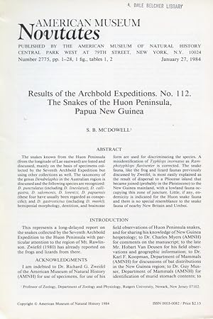 Results of the Archbold Expeditions. No. 112. The Snakes of the Houn Peninsula, Papua New Guinea
