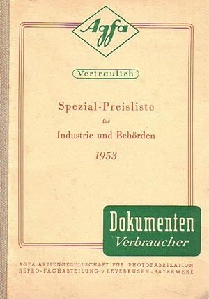Spezial-Preisliste für Industrie und Behörden 1953.