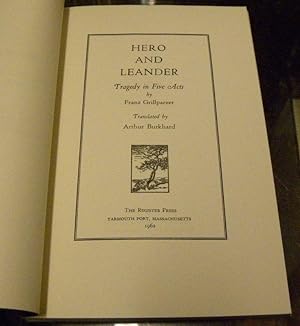 Image du vendeur pour HERO AND LEANDER. TRAGEDY IN FIVE ACTS. mis en vente par Parnassus Book Service, Inc