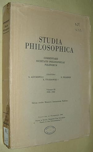 Studia Philosophica, Commentarii Societatis Philosophicae Polonorum. Volume III 1939-1946