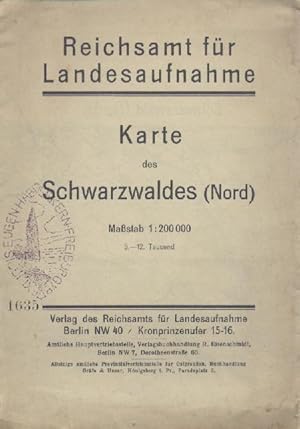 Karte des Schwarzwaldes (Nord). Hrsg. v. d. Preußischen Landesaufnahme. Maßstab 1:200000. 3.-12. ...