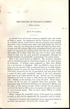 Seller image for The Return of Halley's Comet".disbound From Annual report of the Smithsonian Institution 1908 for sale by Dorley House Books, Inc.