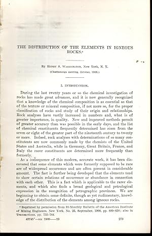 Imagen del vendedor de The Distribution of the Elements in Igneous Rocks".disbound From Annual report of the Smithsonian Institution 1908 a la venta por Dorley House Books, Inc.