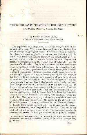 Image du vendeur pour The European population of the United States".disbound From Annual report of the Smithsonian Institution 1908 mis en vente par Dorley House Books, Inc.