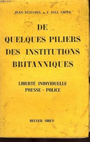 Seller image for DE QUELQUES PILIERS DES INSTITUTIONS BRITANNIQUES for sale by Le-Livre