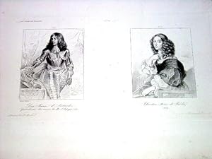Gravure sur cuivre représentant : Don Juan d'Autriche & Christine Reine de Suéde d'après le Diagr...