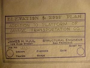 Building Plans and Elevation for Addition to Platform of Savage Transportation Co. at Daggett St....