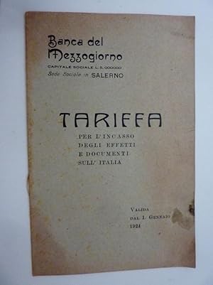 "BANCA DEL MEZZOGIORNO Sede Sociale in Salerno - TARIFFA PER L'INCASSO DEGLI EFFETTI E DOCUMENTI ...