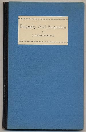 Bild des Verkufers fr Biography and Biographies: Hints and Indications zum Verkauf von Between the Covers-Rare Books, Inc. ABAA