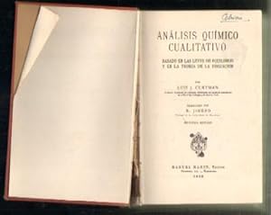 Seller image for ANALISIS QUIMICO CUALITATIVO BASADO EN LAS LEYES DE EQUILIBRIO Y EN LA TEORIA DE LA IONIZACION for sale by Librera Raimundo