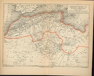 Bild des Verkufers fr Algeriern, Marocco, Tunis und Tripolis von 1874,Mastab 1:12.000.000 zum Verkauf von Antiquariat Kastanienhof