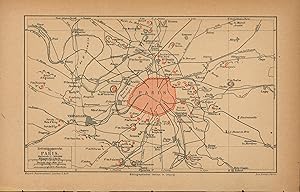 Bild des Verkufers fr Befestigungswerke von Paris von 1874,Mastab 1:300.000 zum Verkauf von Antiquariat Kastanienhof