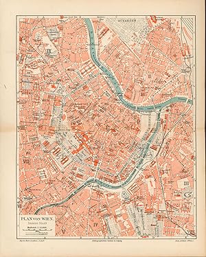 Bild des Verkufers fr Plan von Wien von 1897 mit Namen-Register (innere Stadt),Mastab 1:15.000 zum Verkauf von Antiquariat Kastanienhof