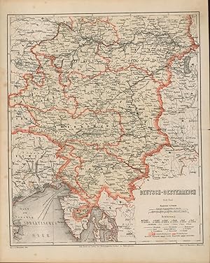 Bild des Verkufers fr Deutsch - Oestereich Sdl. Theil von 1865. Mit Kronlandgrenze,Mastab 1:700.000 zum Verkauf von Antiquariat Kastanienhof