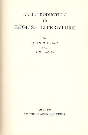 Seller image for An Introduction to English Literature for sale by Michael Moons Bookshop, PBFA