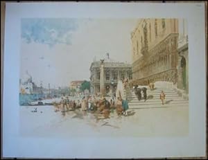 Venedig, die Piazzetta mit der Molo, Dogenpalast und Säulen der Heiligen Theodorus und Markus. Or...