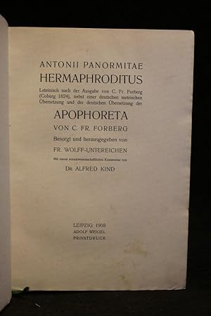 Seller image for Antonii panormitae hermaphroditus for sale by Librairie Le Feu Follet