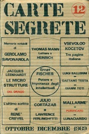 Bild des Verkufers fr Carte Segrete. Anno III, Ottobre-Dicembre 1969, N. 12 zum Verkauf von JLG_livres anciens et modernes