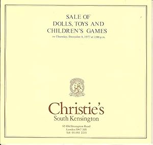 Sale of Dolls, Toys and Children's Games on Thursday, December 8 1977 at 2.00pm