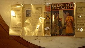 Seller image for The Lost City of the Aztecs or The Mystery of the Hidden Crater, Series #1 In RARE Color DustJacket of 4 Scouts in Uniform in Front of Indian in Yellow Robe with Rope Belt & White Bird Sitting on His Hand, Juvenile Lost Race Novel. Four Chums Find as s for sale by Bluff Park Rare Books