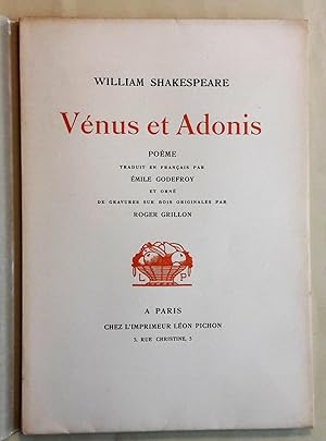 Vénus et Adonis. Poème traduit en français par Emile Godefroy et orné de gravures sur bois origin...