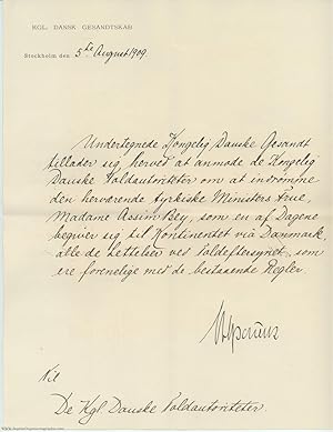 Manuscript Document, in Danish with translation, (Mustafa, Turkish Diplomat and Foreign Minister)]