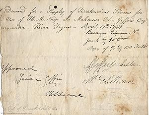 Document signed approving a demand of Boatswain's Stores (Sir Isaac, 1759-1839, M.P., Admiral)