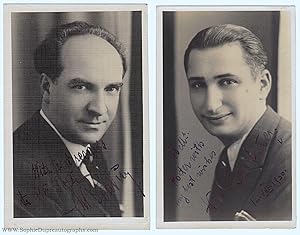 Pair of postcard size photos, each signed and inscribed (Marjan, 1898-1970, Polish-born Pianist) ...