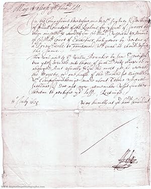 Letter Signed to 'yor. hono.ble Lo[rdshi]pp' (Sir Henry, Knighted by the King at Whitehall, 20th ...