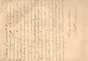 Finely penned Document signed, in Italian with translation, to the President of Peru, (1820-1878,...