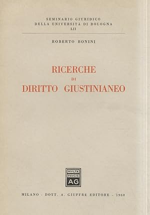 Imagen del vendedor de Ricerche di diritto giustinianeo. a la venta por Libreria Oreste Gozzini snc