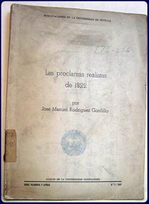 Imagen del vendedor de LAS PROCLAMAS REALISTAS DE 1822. a la venta por Parnassus Book Service, Inc