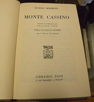 Seller image for MONTE CASSINO. Traduit de 'alllemad par Edouard Even. for sale by Parnassus Book Service, Inc