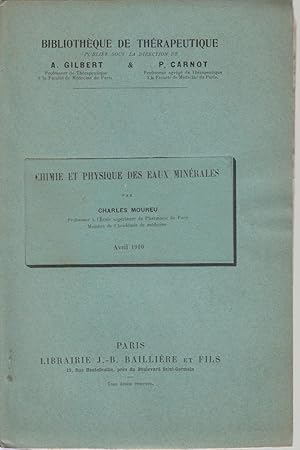 Imagen del vendedor de CHIME ET PHYSIQUE DES EAUX MINERALES - Avril 1910 a la venta por CANO