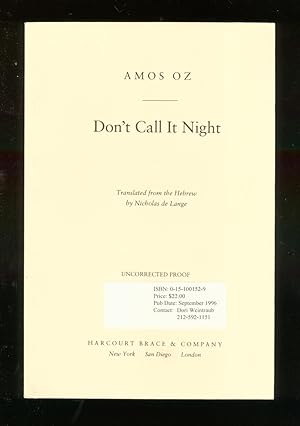Seller image for Don't Call It Night for sale by Between the Covers-Rare Books, Inc. ABAA