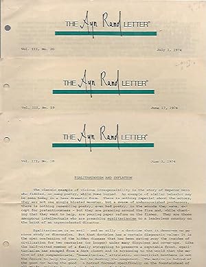 Seller image for Egalitarianism and Inflation Parts I, II and III - The Ayn Rand Letter Vol. III, No. 18, 19 & 20 for sale by K. L. Givens Books