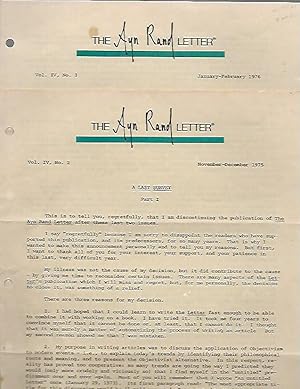 Seller image for A Last Survey Part I and II - The Ayn Rand Letter Vol. IV, No. 2 & 3 for sale by K. L. Givens Books