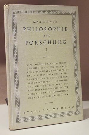 Philosophie als Forschung I. (Mehr nicht erschienen).