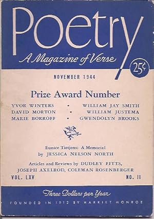Image du vendeur pour Poetry; A Magazine of Verse, Vol. LXV, No. 11 mis en vente par Cragsmoor Books