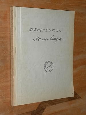 Seller image for Hermeneutics for sale by Dublin Bookbrowsers