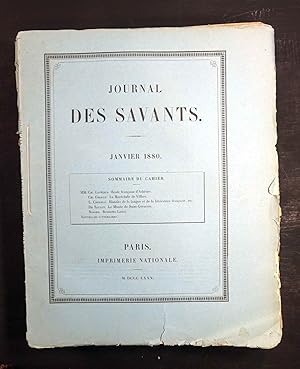 Journal des Savants. Revue mensuelle. Année 1880 : 9 fascicules : Janvier, Février, Mars, Avril, ...