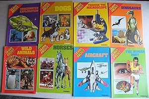 Seller image for Learn About. Wild Animals. Dinosaurs. Human Body. Through The Microscope. Aircraft. Underwater Exploration. Dogs. Horses. 8 Magazine Set for sale by Buybyebooks