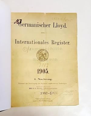 Bild des Verk�ufers f�r Internationales Register. 1905. Nachtr�ge: 1.-12. zum Verkauf von erlesenes � Antiquariat & Buchhandlung