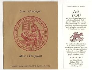Bild des Verkufers fr Less a Catalogue, More a Prospectus zum Verkauf von The Bookshop at Beech Cottage