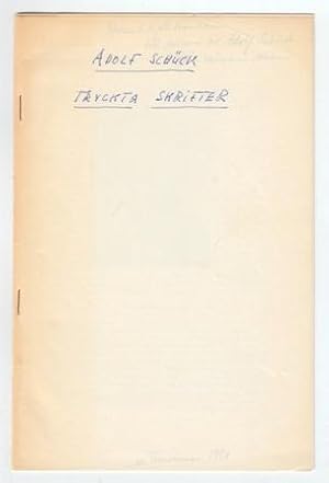 Seller image for Adolf Schcks tryckta skrifter. [1918-1958.] for sale by Hatt Rare Books ILAB & CINOA