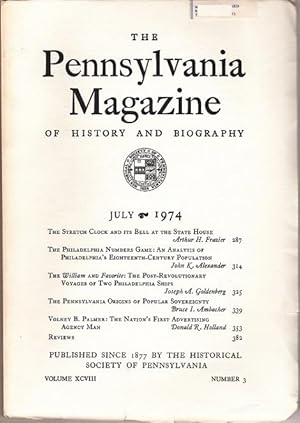 Seller image for The Pennsylvania Magazine of History and Biography: July 1974 for sale by Shamrock Books